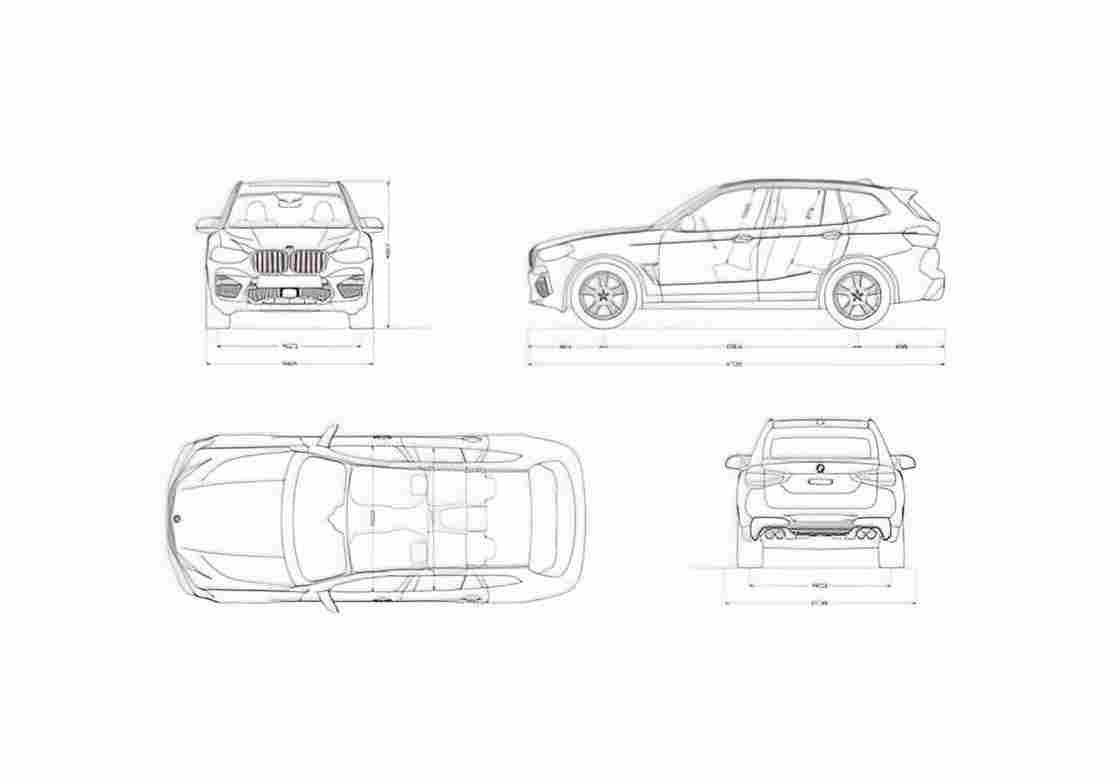 Blueprint BMW X3 M 01 A4 Photo Print