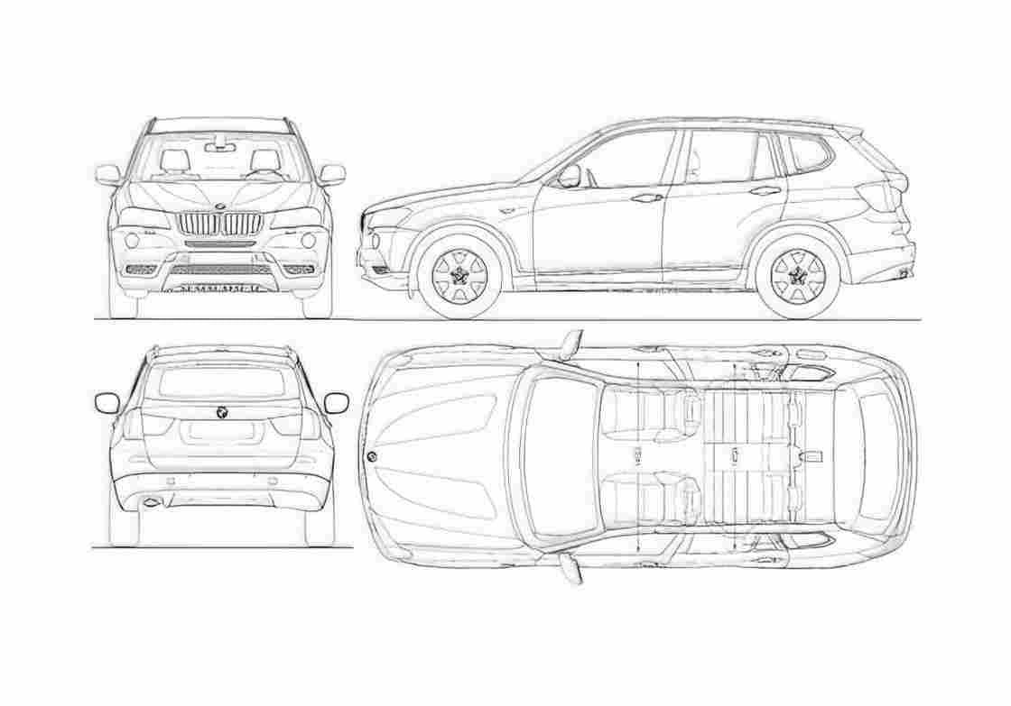 Blueprint BMW X3 SUV 2010 A4 Photo Print