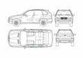 Blueprint BMW X5 E53 SUV 2004 A4 Photo Print