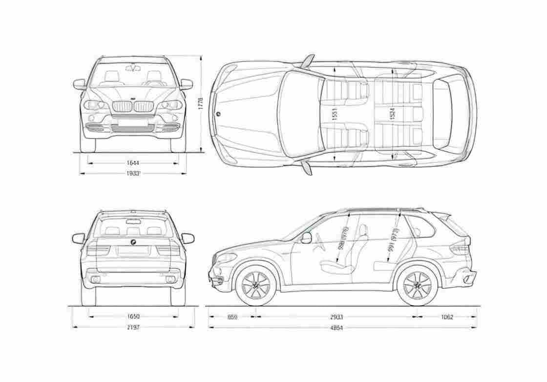 Blueprint BMW X5 E70 SUV 2008 A4 Photo Print