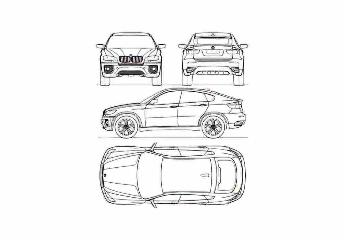 Blueprint BMW X6 SAC SUV 2008 A4 Photo Print