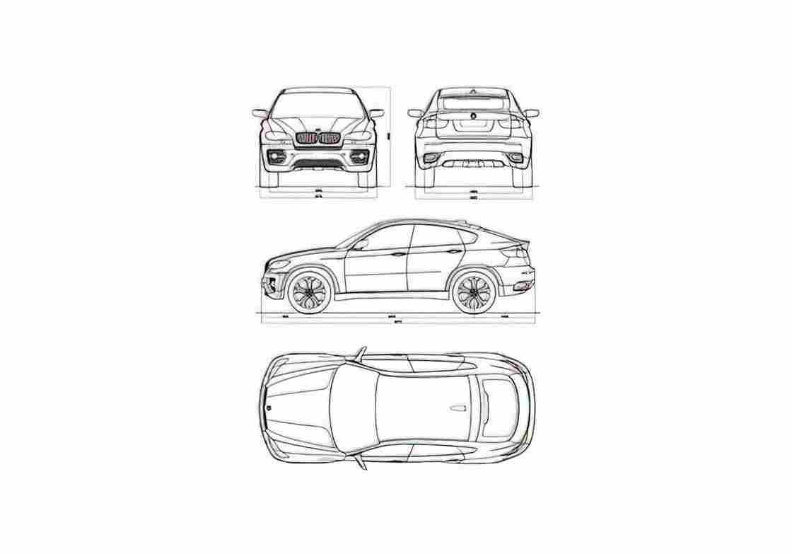 Blueprint BMW X6 SUV 2008 A4 Photo Print