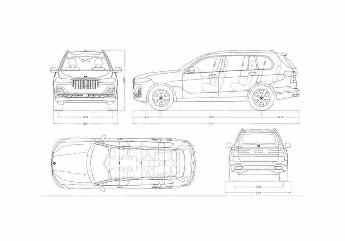 Blueprint BMW X7 M50d 01 A4 Photo Print