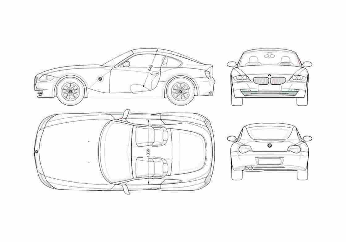 Blueprint BMW Z4 E85 Coupe 2006 A4 Photo Print