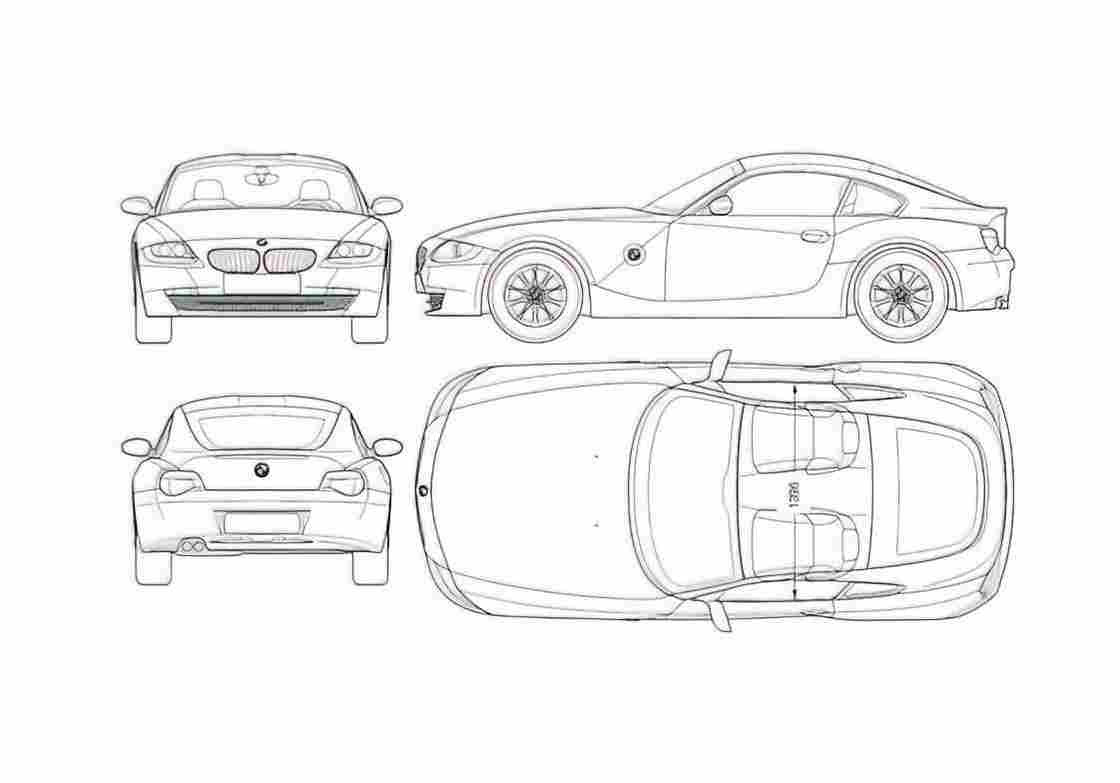 Blueprint BMW Z4 E86 Coupe 2006 A4 Photo Print