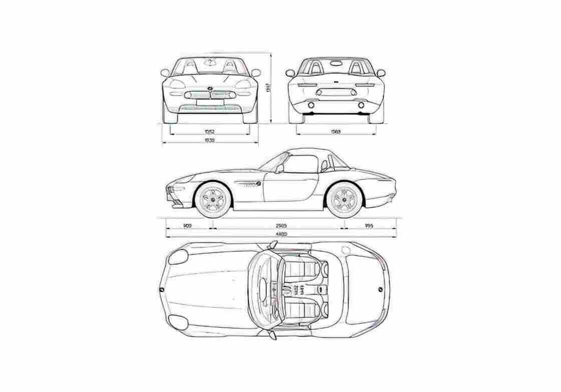 Blueprint BMW Z8 E52 Cabriolet 2000 A4 Photo Print