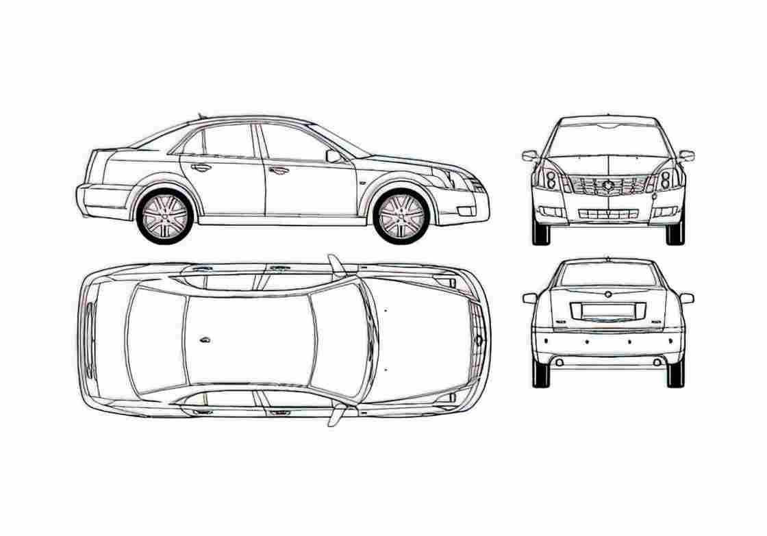Blueprint Cadillac BLS Sedan 2006 A4 Photo Print