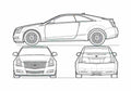 Blueprint Cadillac CTS Coupe 2010 A4 Photo Print