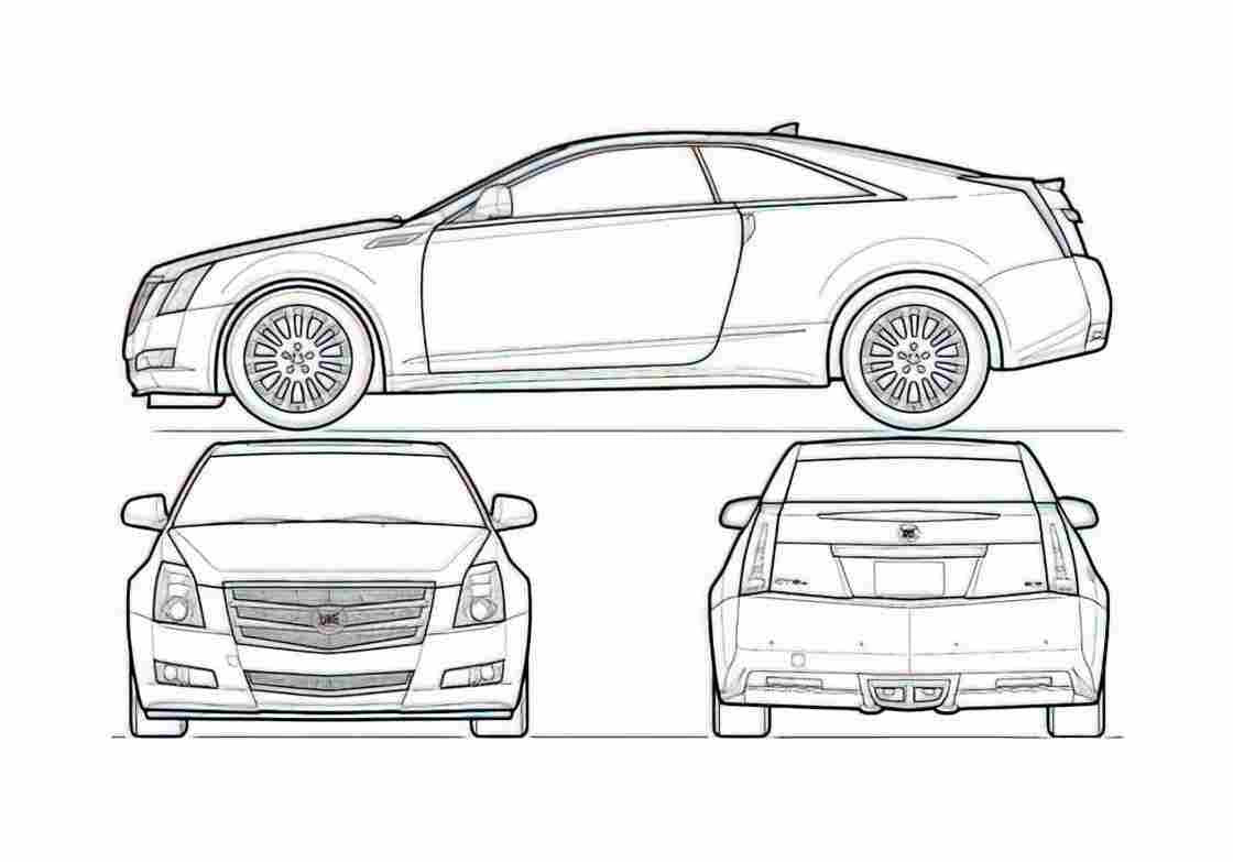 Blueprint Cadillac CTS Coupe 2010 A4 Photo Print