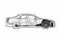 Blueprint Cadillac CTS Sedan 2003 A4 Photo Print