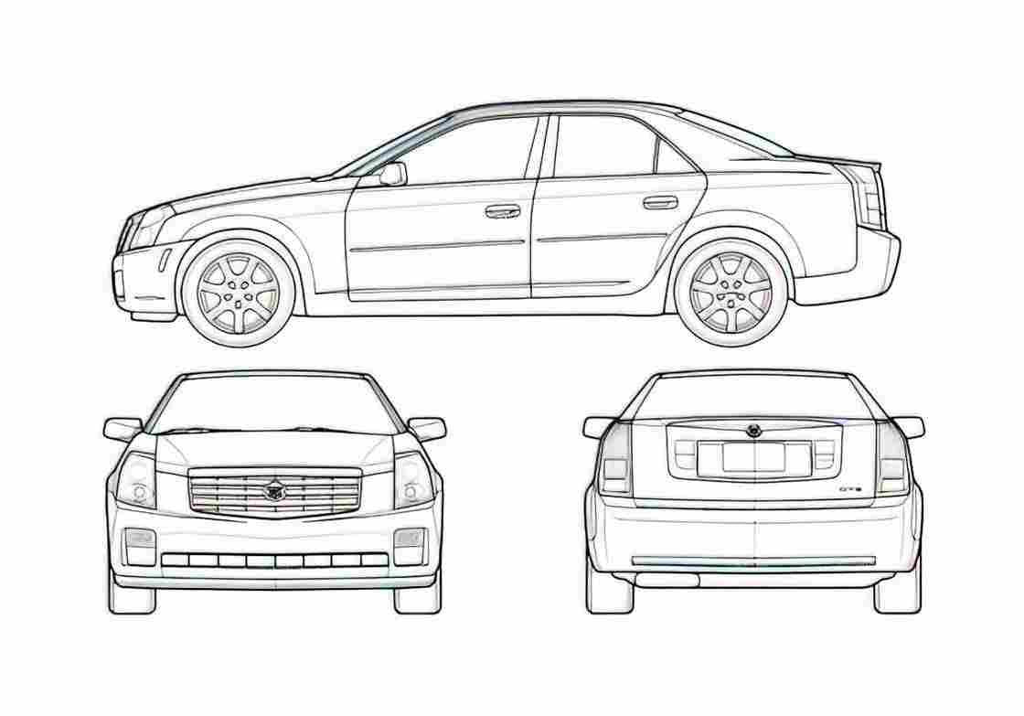Blueprint Cadillac CTS Sedan 2004 A4 Photo Print