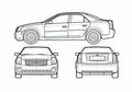 Blueprint Cadillac CTS Sedan 2007 A4 Photo Print