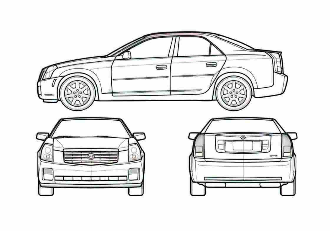 Blueprint Cadillac CTS Sedan 2007 A4 Photo Print