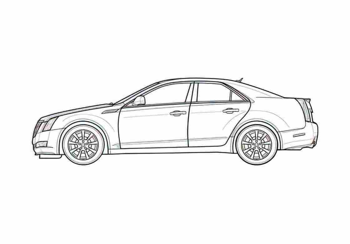 Blueprint Cadillac CTS Sedan 2008 A4 Photo Print