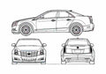 Blueprint Cadillac CTS Sedan 2010 A4 Photo Print