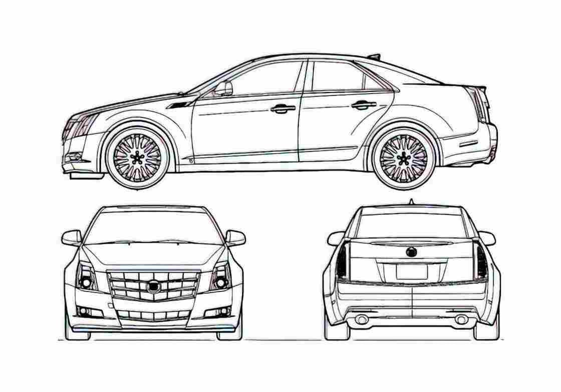 Blueprint Cadillac CTS Sedan 2010 A4 Photo Print
