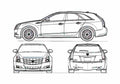 Blueprint Cadillac CTS Station Wagon 2010 A4 Photo Print