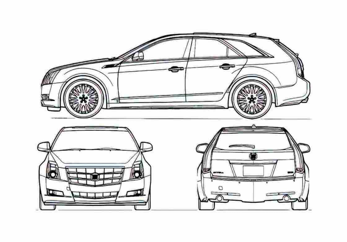 Blueprint Cadillac CTS Station Wagon 2010 A4 Photo Print