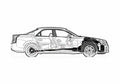 Blueprint Cadillac CTS V Sedan 2004 A4 Photo Print