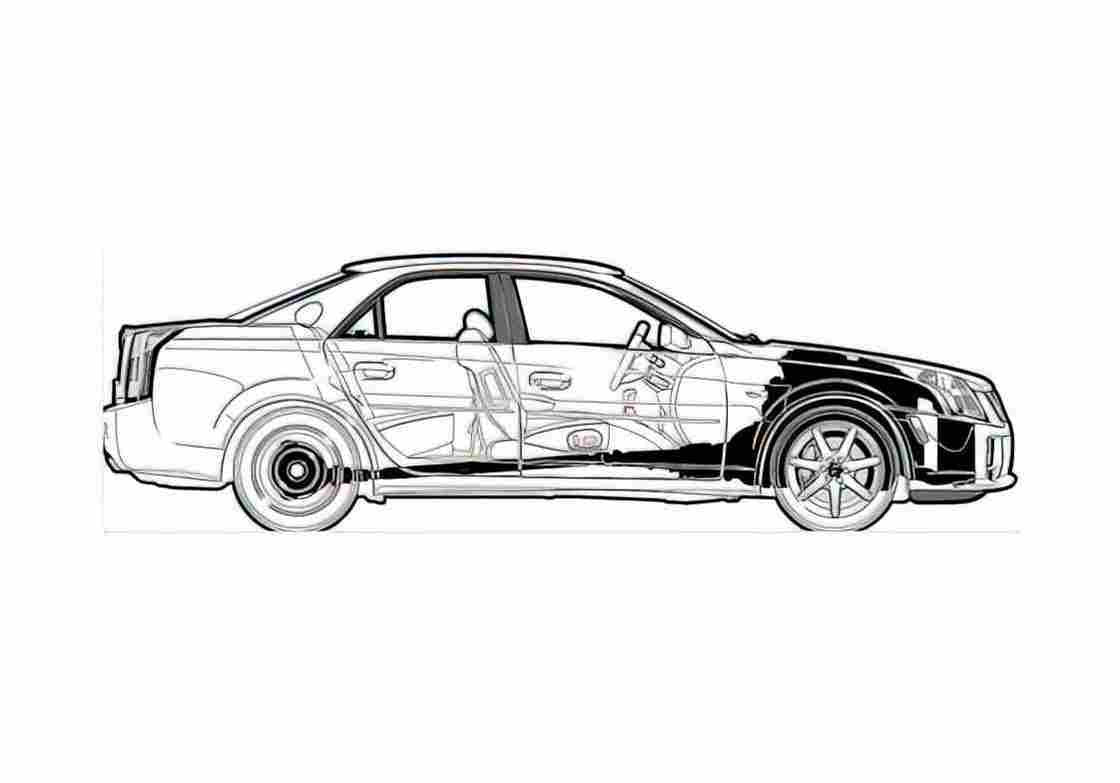 Blueprint Cadillac CTS V Sedan 2004 A4 Photo Print