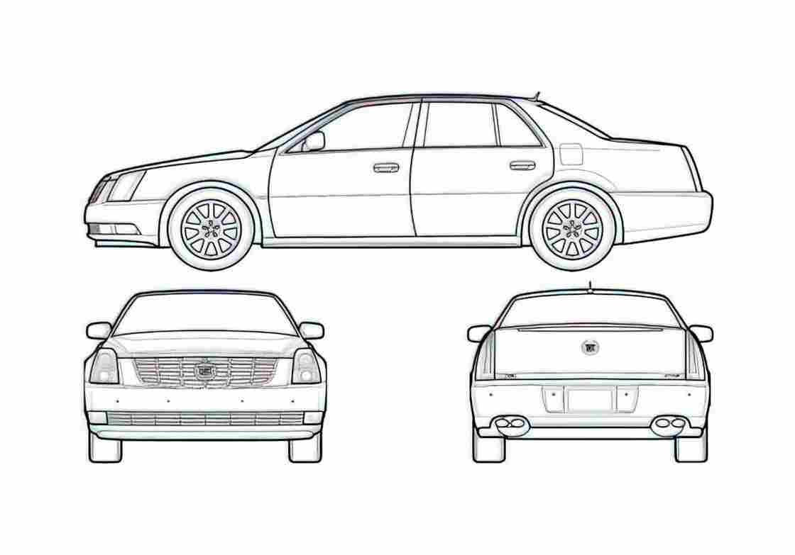 Blueprint Cadillac DTS Sedan 2006 A4 Photo Print