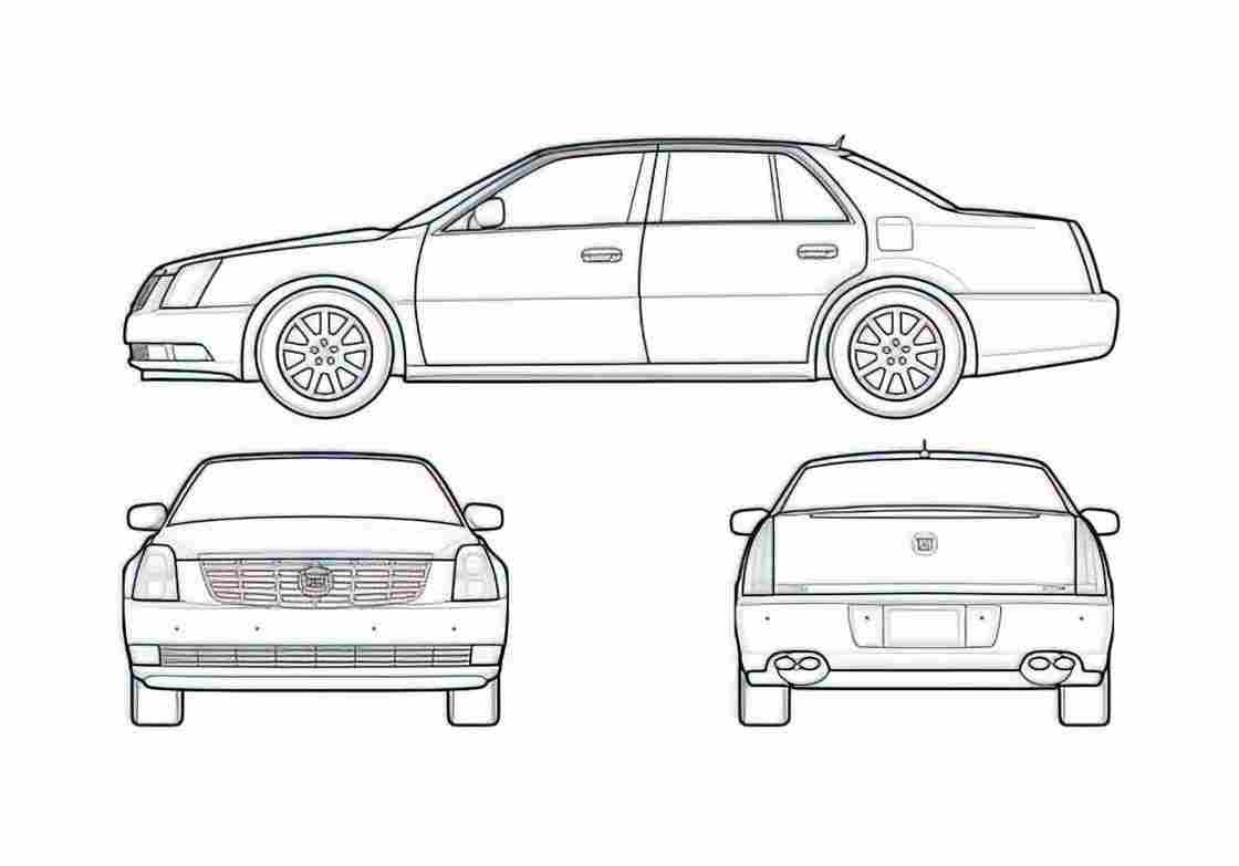 Blueprint Cadillac DTS Sedan 2007 A4 Photo Print