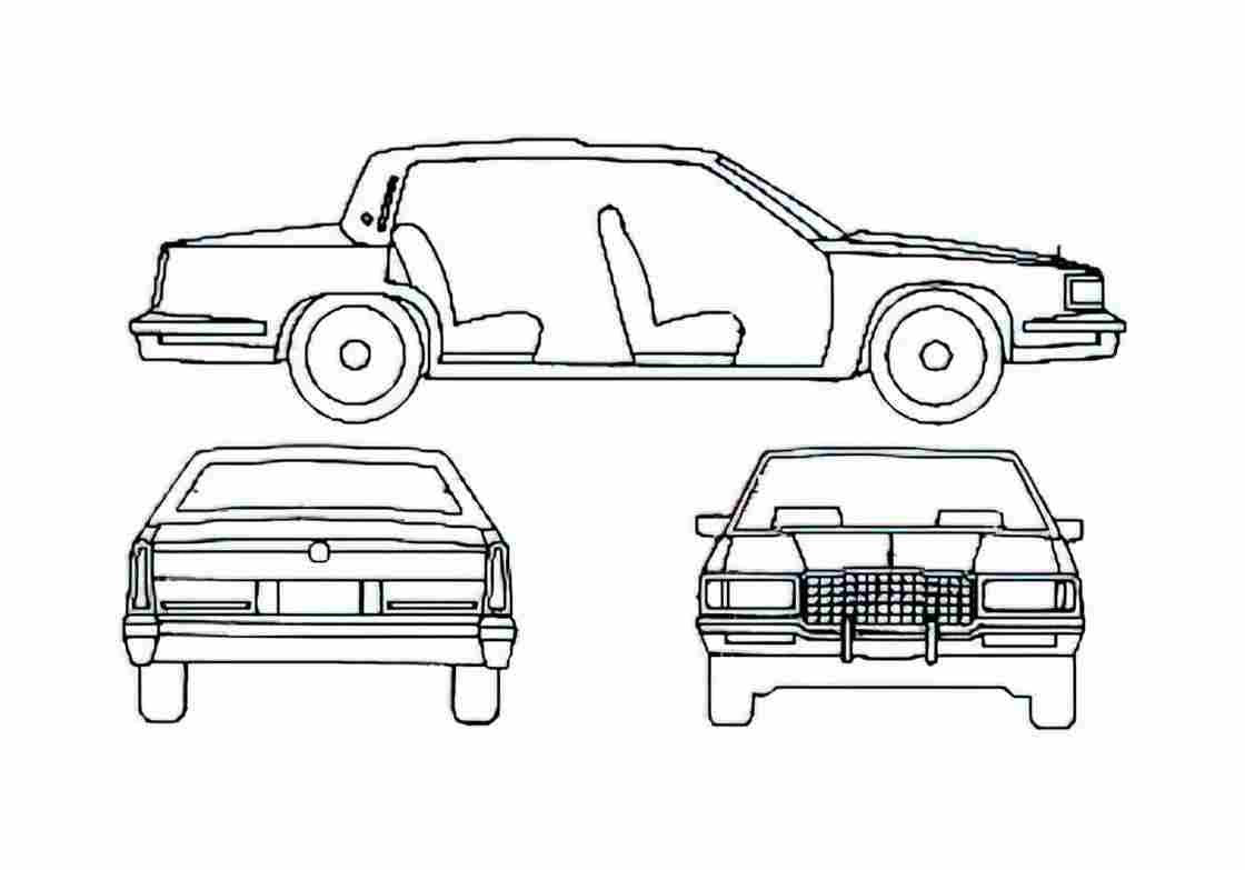 Blueprint Cadillac DeVille Sedan 1989 A4 Photo Print