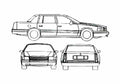 Blueprint Cadillac DeVille Sedan 1999 A4 Photo Print