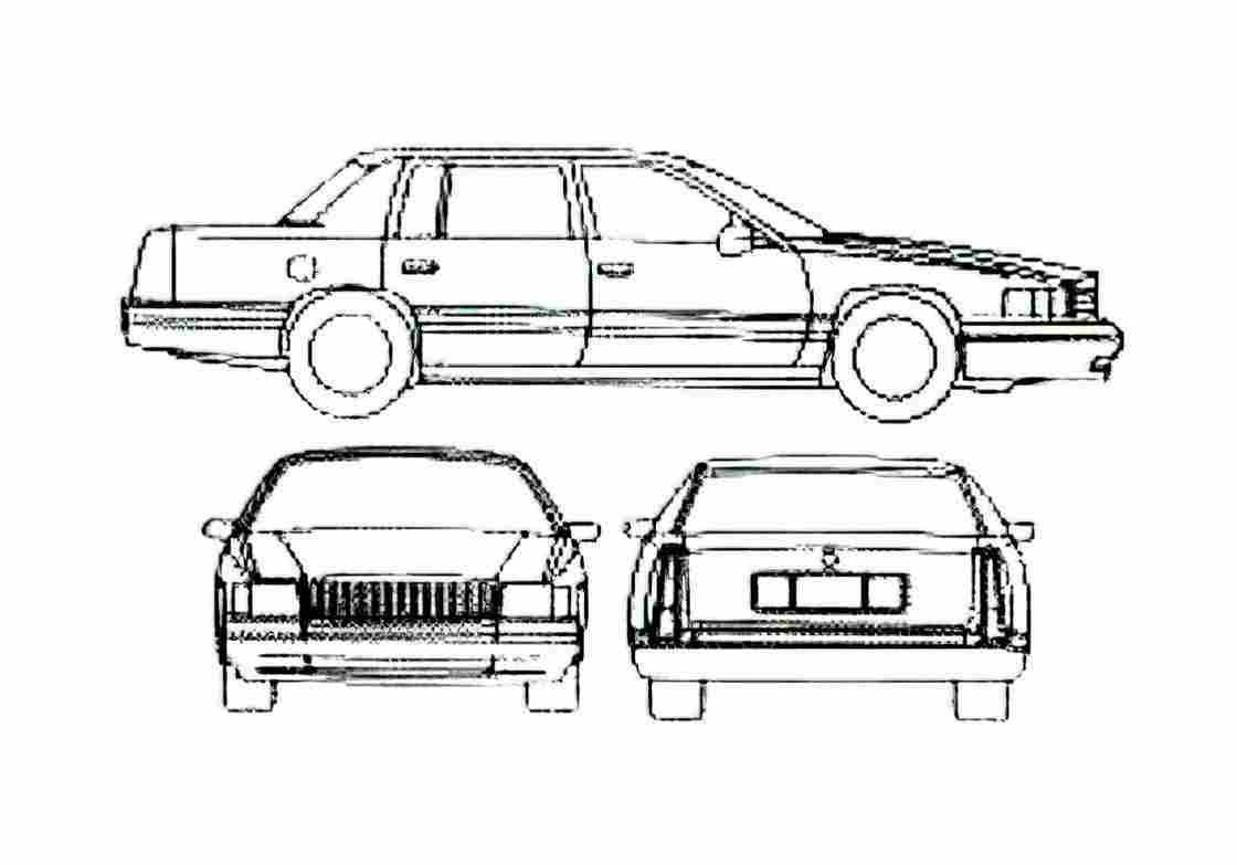 Blueprint Cadillac DeVille Sedan 1999 A4 Photo Print