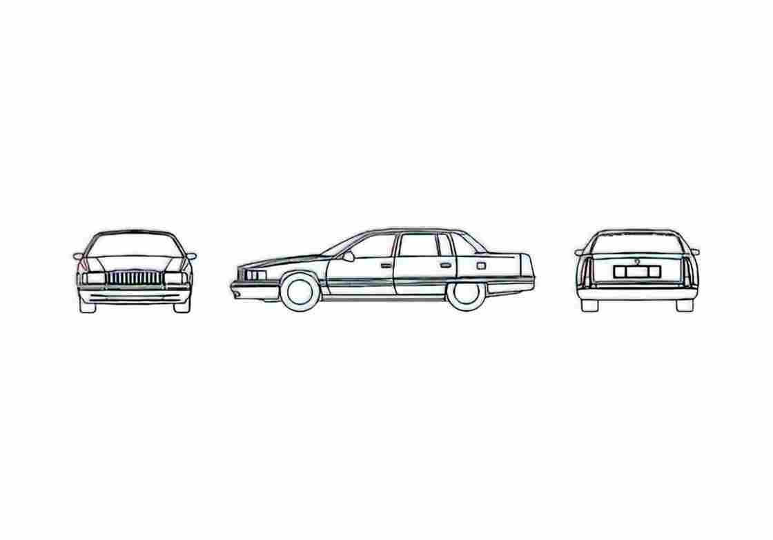 Blueprint Cadillac Deville Sedan 1996 A4 Photo Print