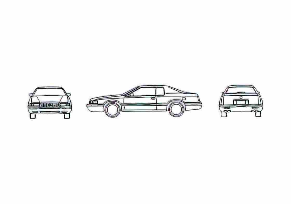 Blueprint Cadillac Eldorado Coupe 1996 A4 Photo Print