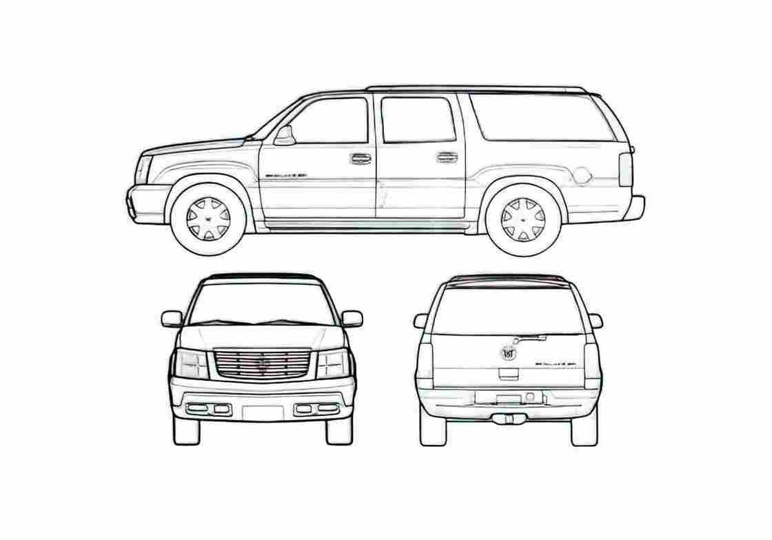 Blueprint Cadillac Escalade ESV SUV 2004 A4 Photo Print