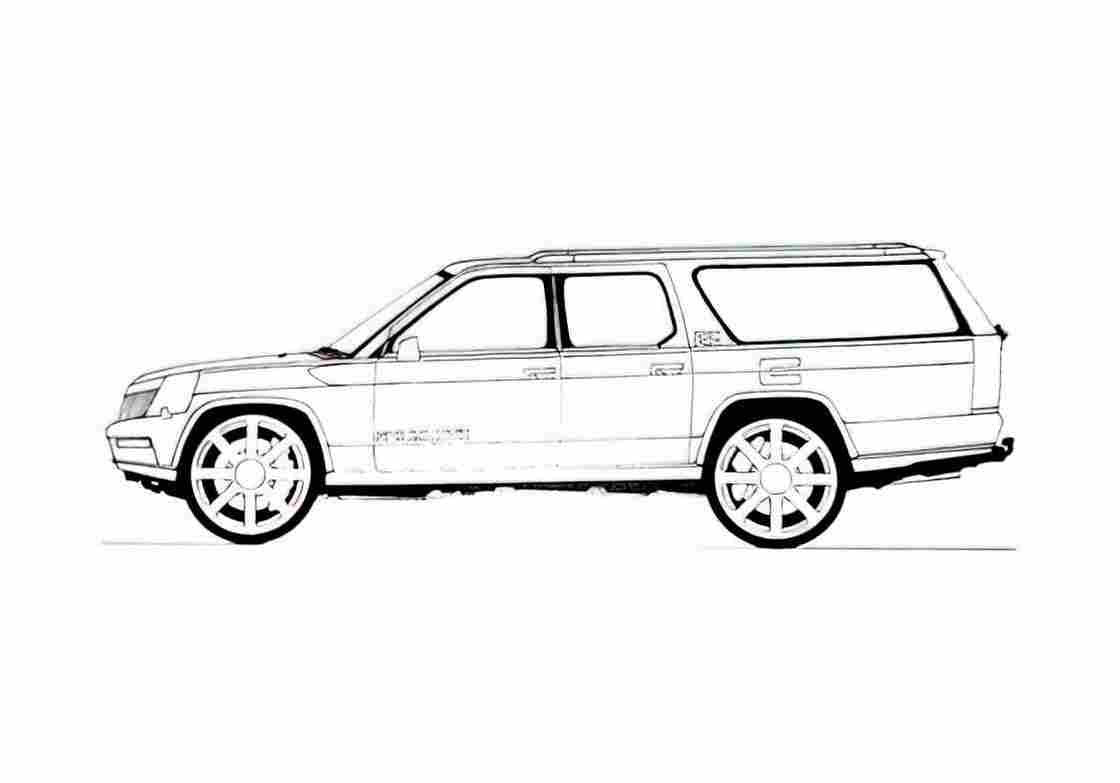 Blueprint Cadillac Escalade ESV SUV 2010 A4 Photo Print