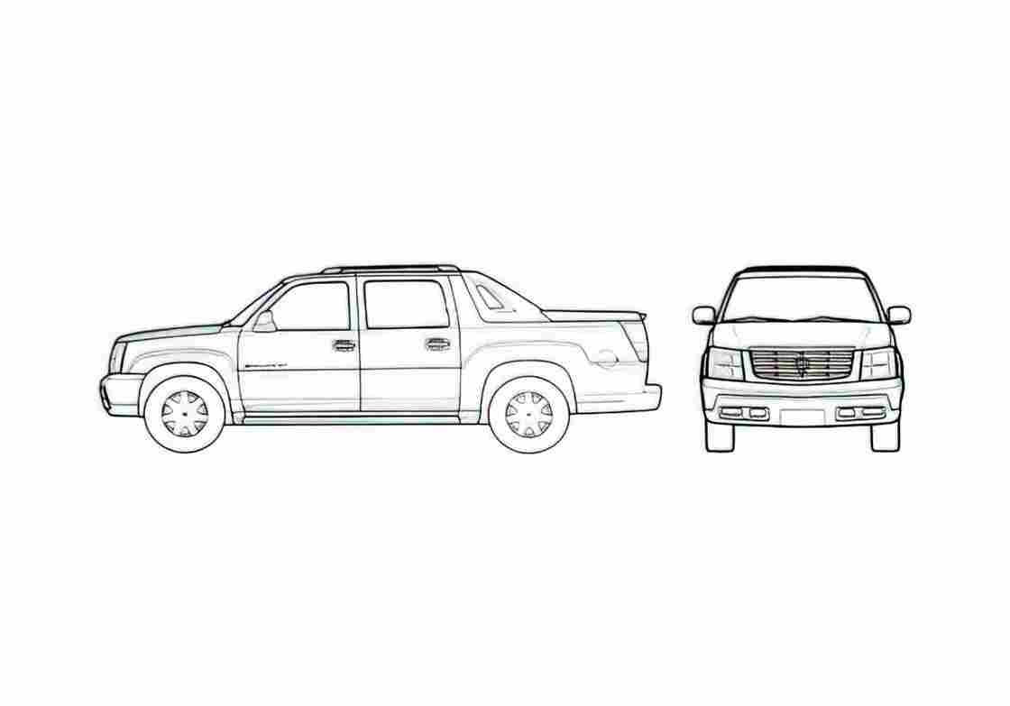 Blueprint Cadillac Escalade EXT Pick up 2004 A4 Photo Print