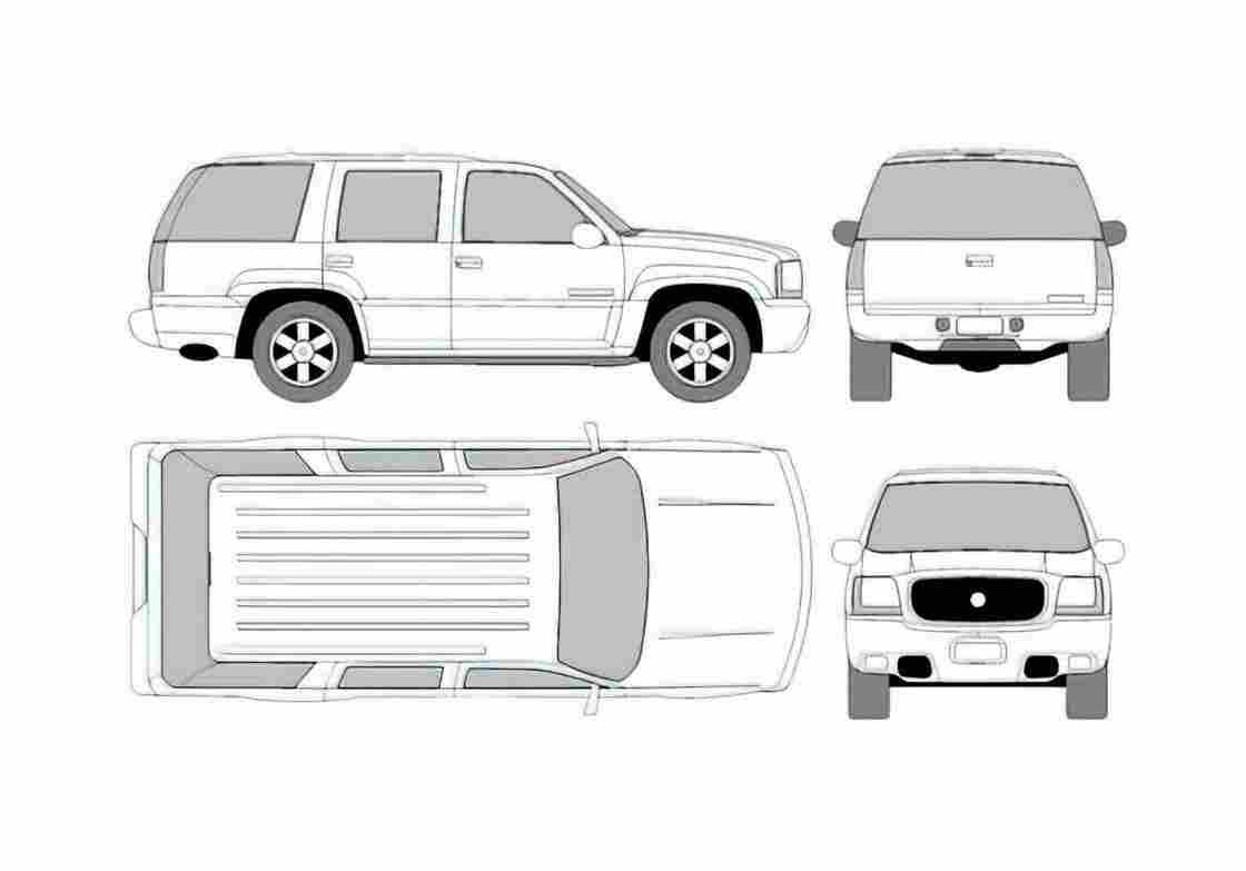 Blueprint Cadillac Escalade SUV 2001 A4 Photo Print