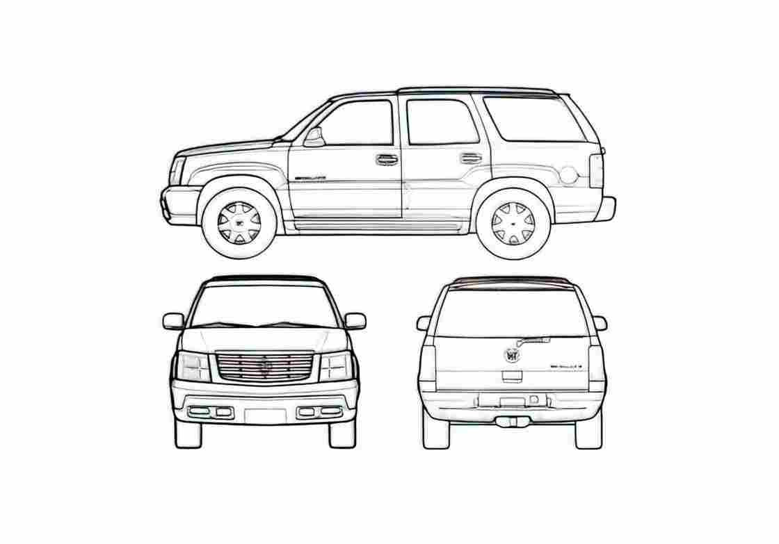 Blueprint Cadillac Escalade SUV 2004 A4 Photo Print
