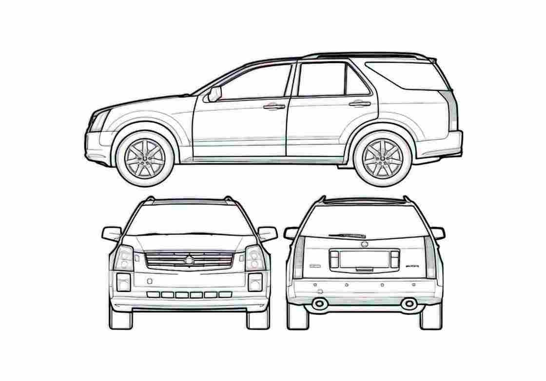 Blueprint Cadillac SRX SUV 2006 A4 Photo Print