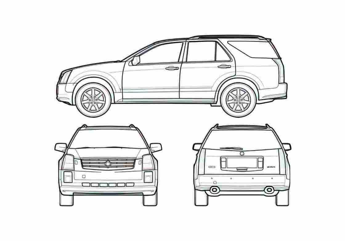 Blueprint Cadillac SRX SUV 2007 A4 Photo Print