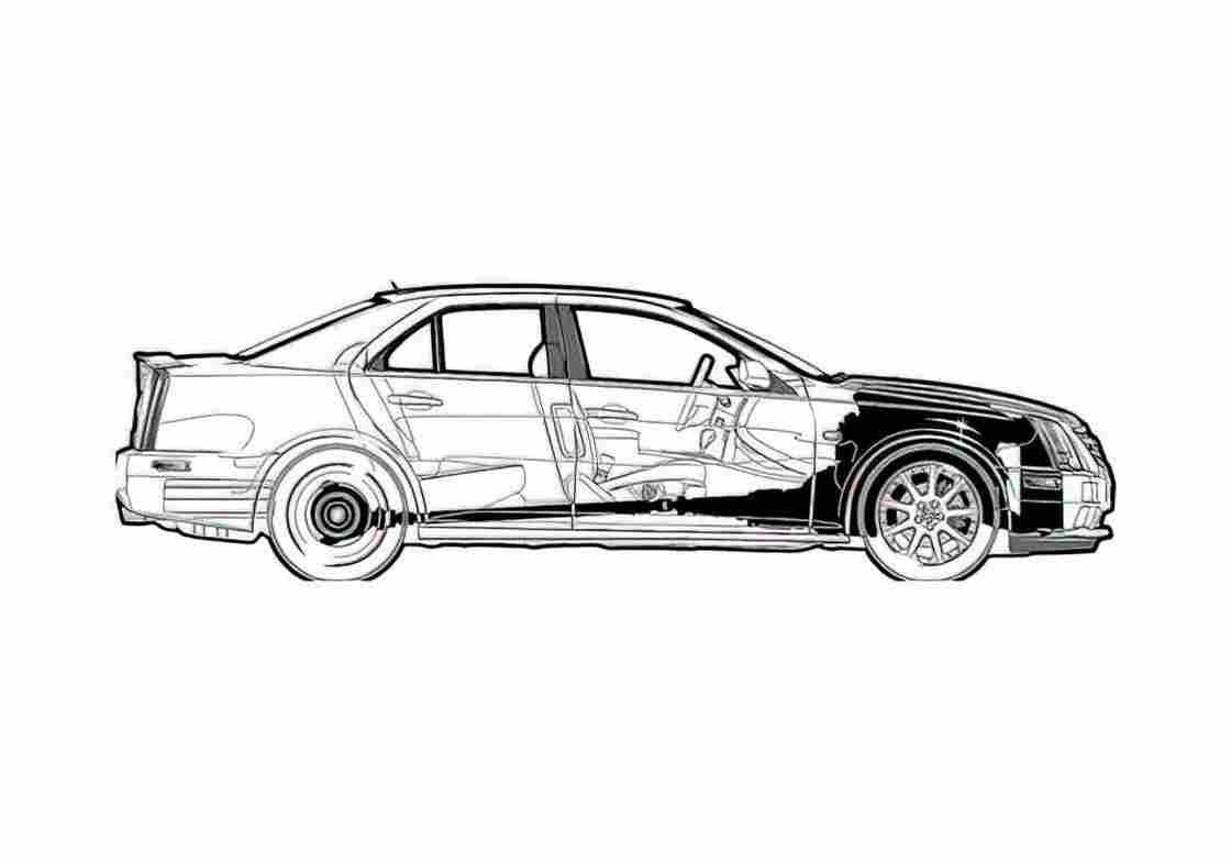 Blueprint Cadillac STS Sedan 2005 A4 Photo Print