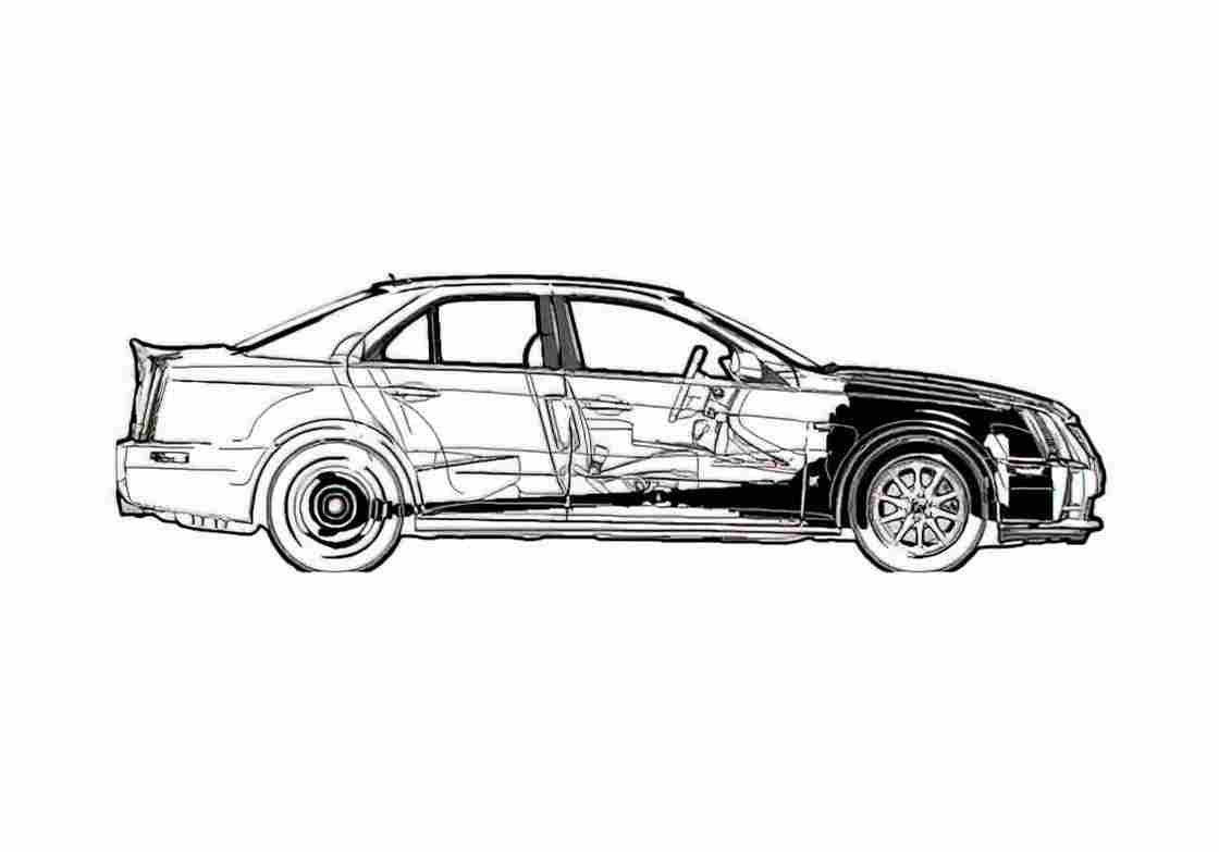 Blueprint Cadillac STS V Sedan 2006 A4 Photo Print