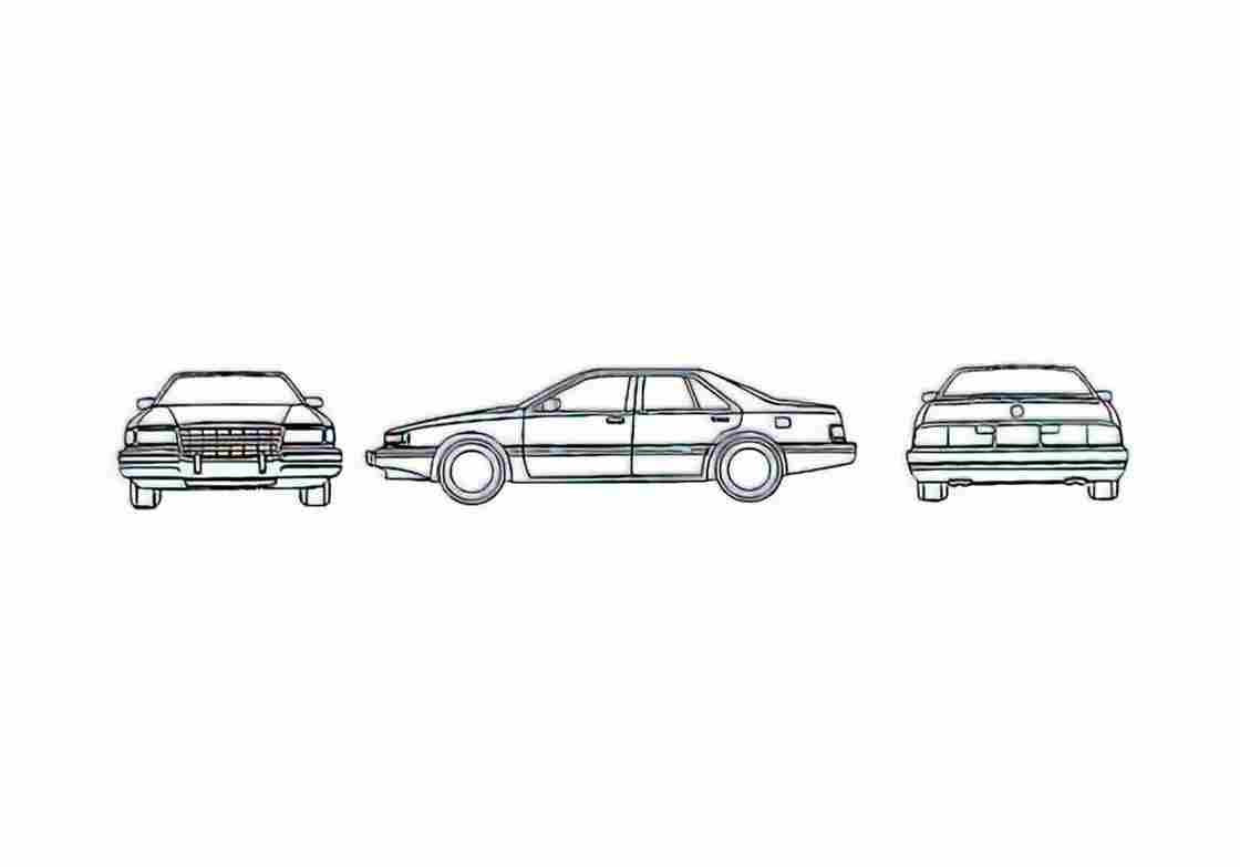 Blueprint Cadillac Seville Sedan 1996 A4 Photo Print