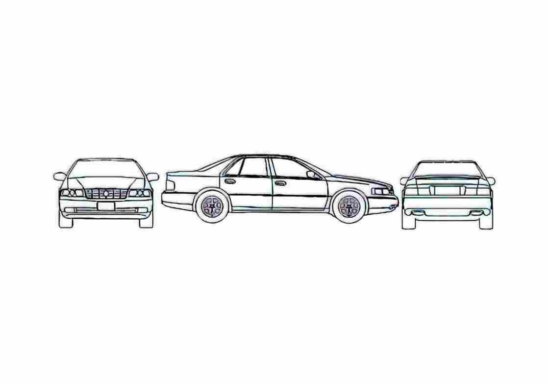 Blueprint Cadillac Seville Sedan 2002 A4 Photo Print
