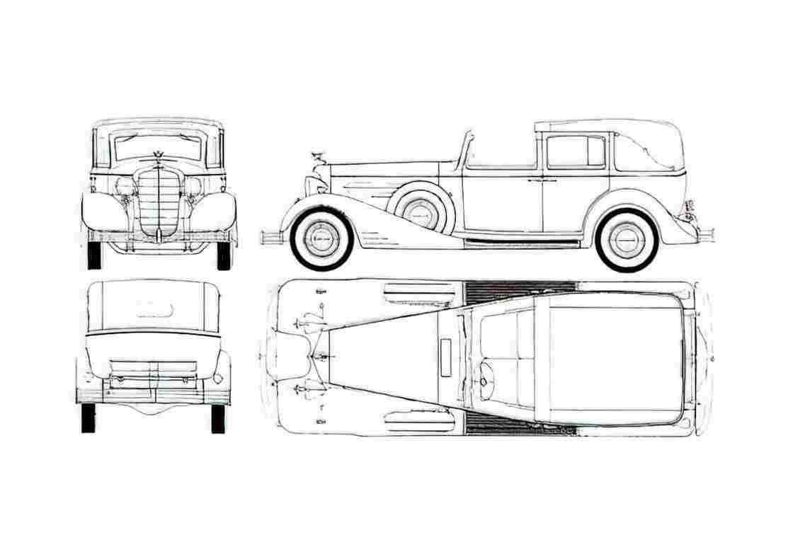 Blueprint Cadillac V16 Town Car Phaeton 1933 A4 Photo Print