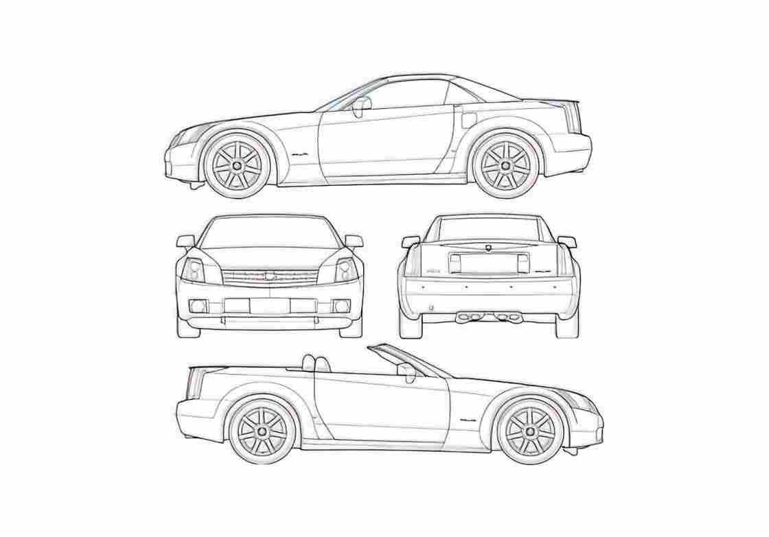 Blueprint Cadillac XLR Cabriolet 2006 A4 Photo Print