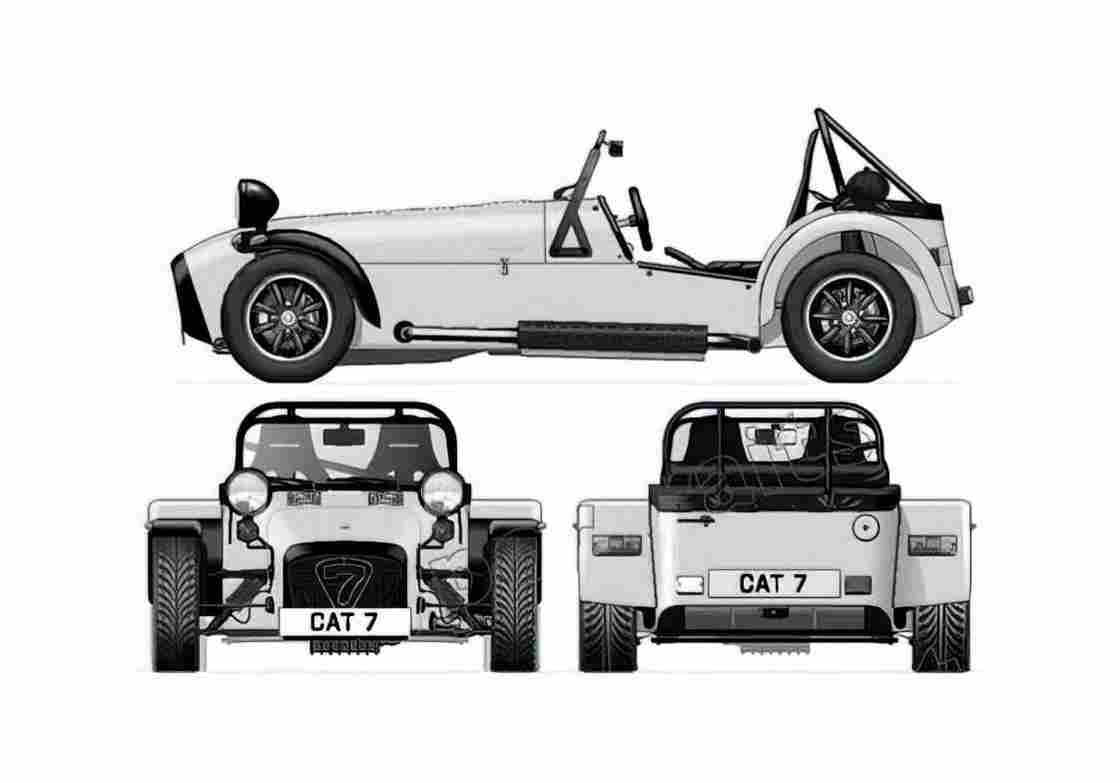 Blueprint Caterham Seven Superlite 16 Cabriolet 2001 A4 Photo Print