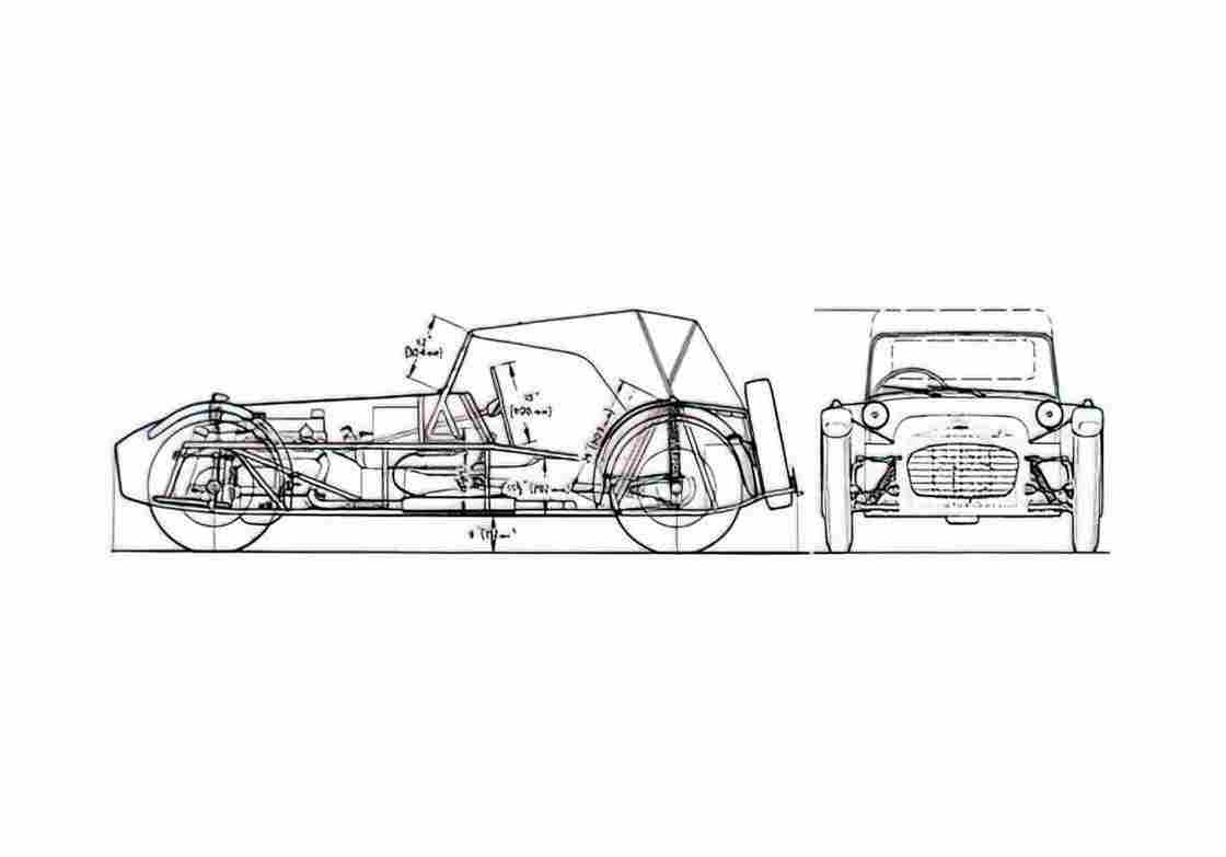 Blueprint Caterham Super Seven Roadster 2008 A4 Photo Print