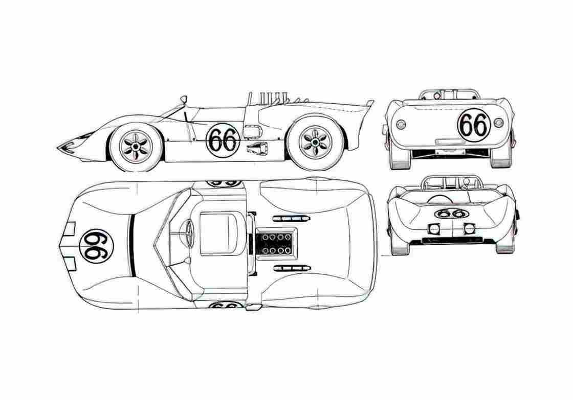 Blueprint Chaparral 2 Roadster 1964 A4 Photo Print
