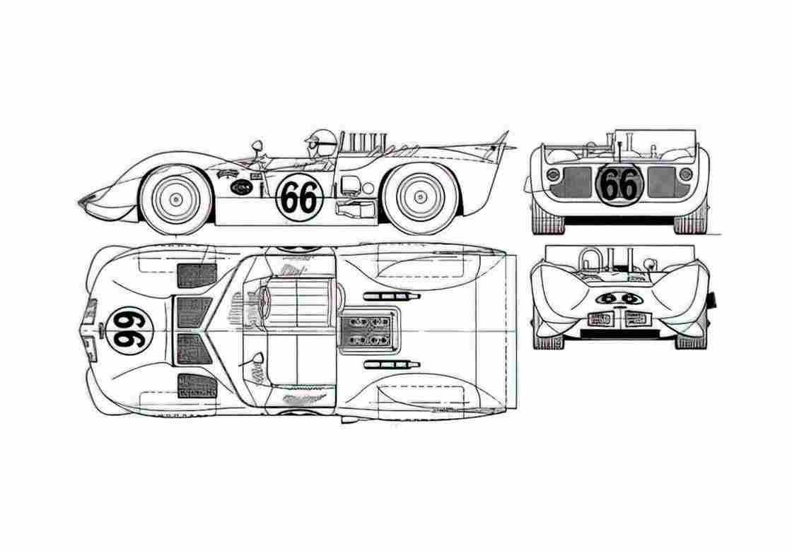 Blueprint Chaparral 2C Coupe 1963 A4 Photo Print