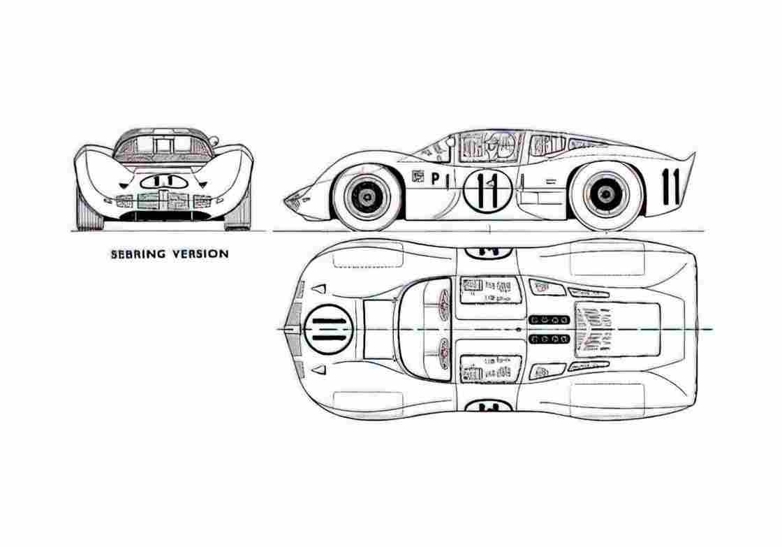 Blueprint Chaparral 2D GT Sebring OW 1966 A4 Photo Print