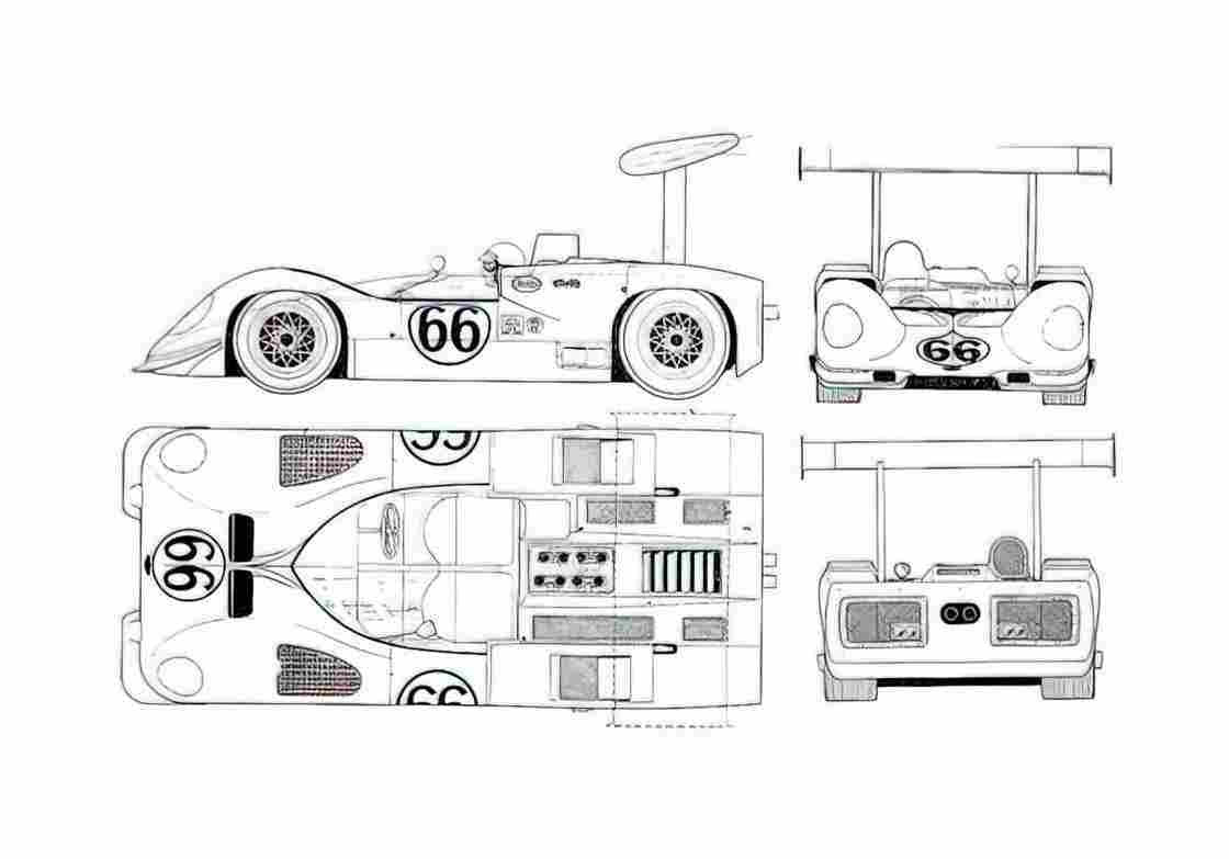 Blueprint Chaparral 2E Roadster 1967 A4 Photo Print